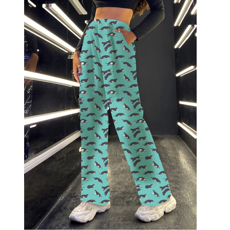 Blue-cat print-lounge pant