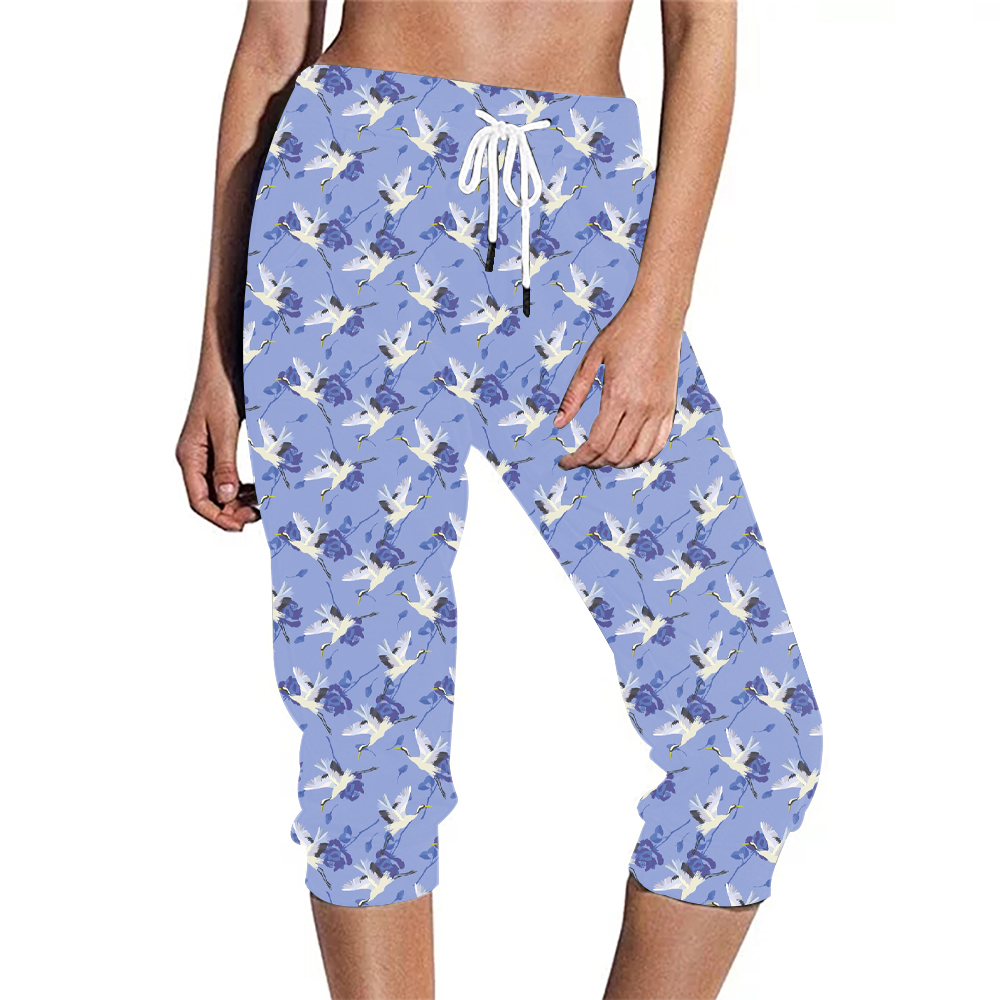 Blue-Swan printing-capri joggers