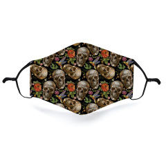 Colorful flower and skull print mask