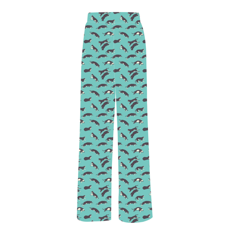 Blue-cat print-lounge pant