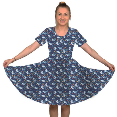 Blue whale print dress