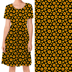 Black and yellow sunflower print dress