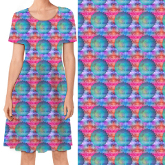 Pink blue umbrella print dress