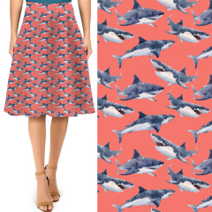 Red and blue whale print skirt