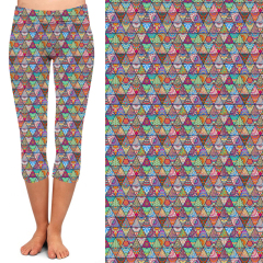 Colored diamond pattern capri high waist leggings