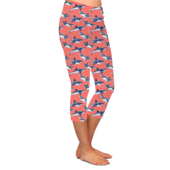 Orange irregular pattern capri high waist leggings