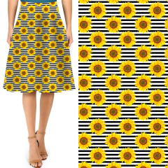 Black and white stripe sunflower print skirt