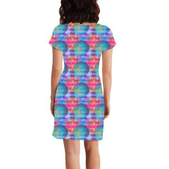 Pink blue umbrella print Dorothy Dress