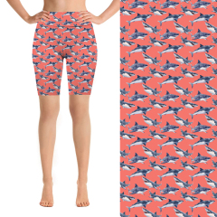 Pink irregular pattern biking shorts