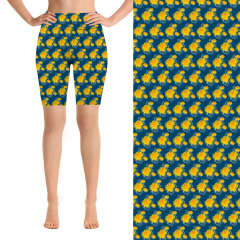 Blue and yellow chrysanthemums biking shorts