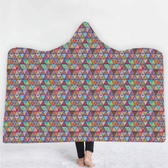 Coloured triangular print Hoodie Blanket