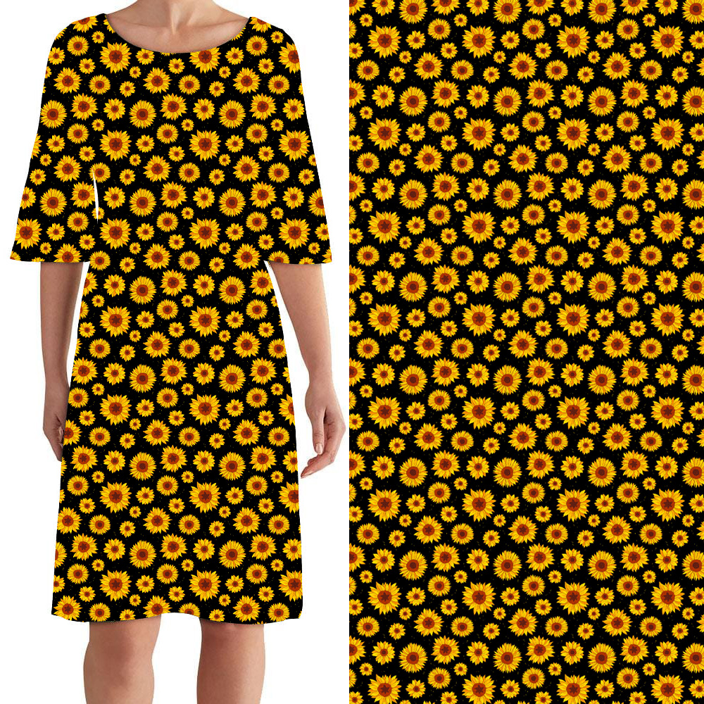 Black orange sunflower Curie dress