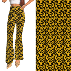 Yellow sunflower printing-flares pants