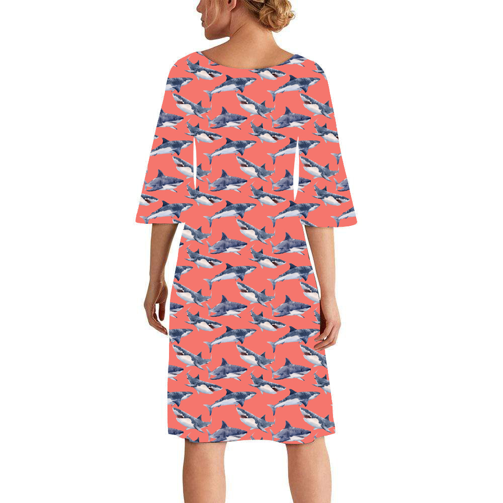 Red and blue whale print curie dress