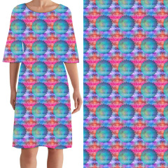 Pink blue umbrella print Curie dress