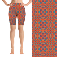 Orange mandala biking shorts