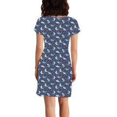 Blue whale print Dorothy Dress