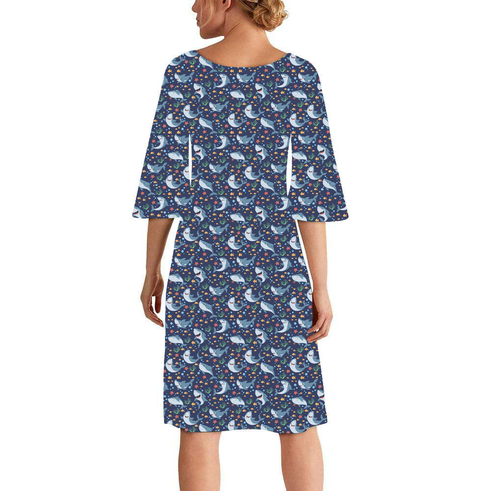 Blue whale print curie dress