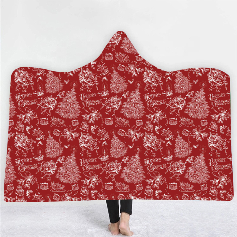 Red Christmas gift print Hoodie Blanket