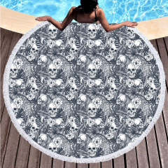 Skull print round towel