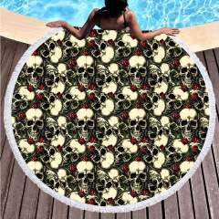 skull printing round towel