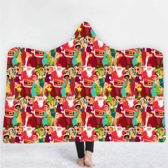 Colorful Christmas print Hoodie Blanket