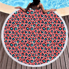 Pink Leopard print with spots round towel