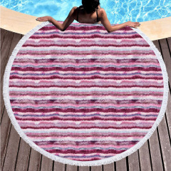 Pink striped round blanket