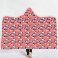 Whale and red background Hoodie Blanket
