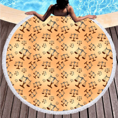 Yellow scale printed round towel
