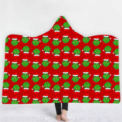 Green head and red background print Hoodie Blanket