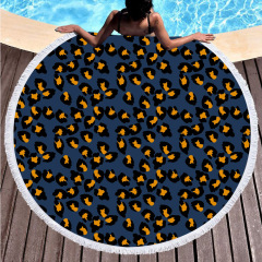 Blue leopard print round towel