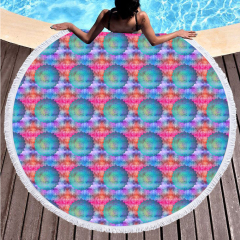Blue and pink printing round towel