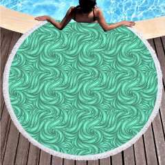 Green printing round towel