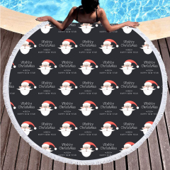Black Father Christmas printing round towel