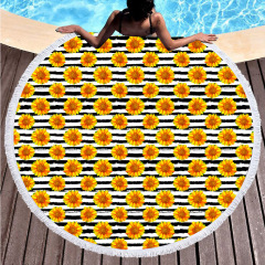 sripe sunflower printing round towel