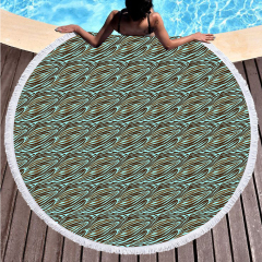 Green printing round towel