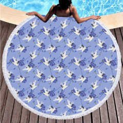 Blue swan printing round towel