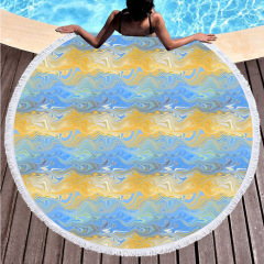 Yellow and Blue clours printing round towel
