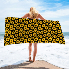 Yellow printing sunflower square towel