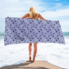 Blue Maple leaf print square towel