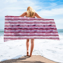 Pink sripe printing suqare towel