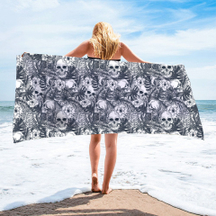 Gray skull printing square towel
