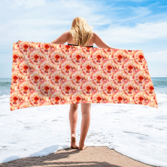 Red circle printing square towel