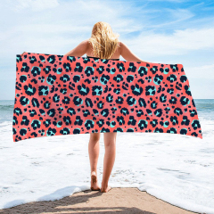 Pink leopard print square towel