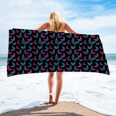 Black butterfly printing sqare towel