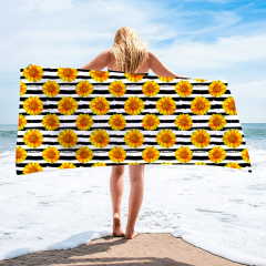 Sripe sunflower printing square towel