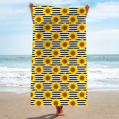 Sripe sunflower printing square towel