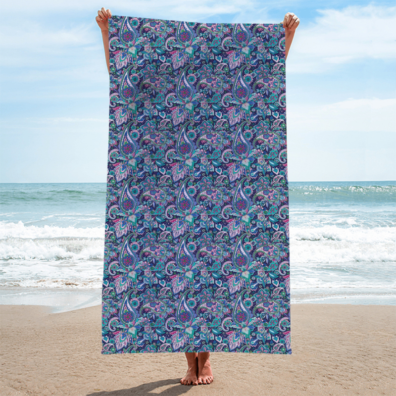 Blue flower printing square towel