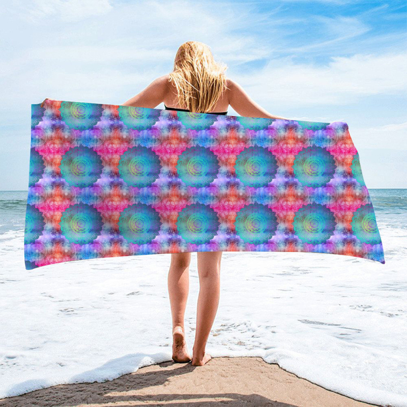 Blue and pink printing square towel